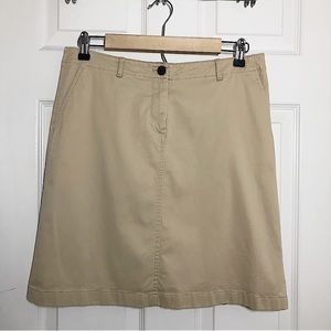j.Jill Cotton Blend Stretchy Zipper/Button Pocket Over The Knee Khaki Skirt 8 P